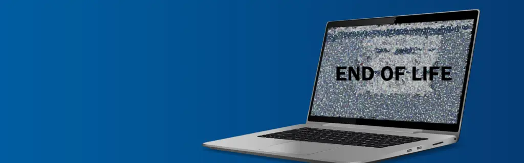 Illustration med laptop och texten End-of-life